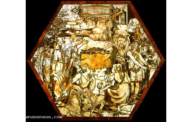 027 Tarsia pavimentale dell'Esagono centrale - Sacrificio dei sacerdoti di Baal